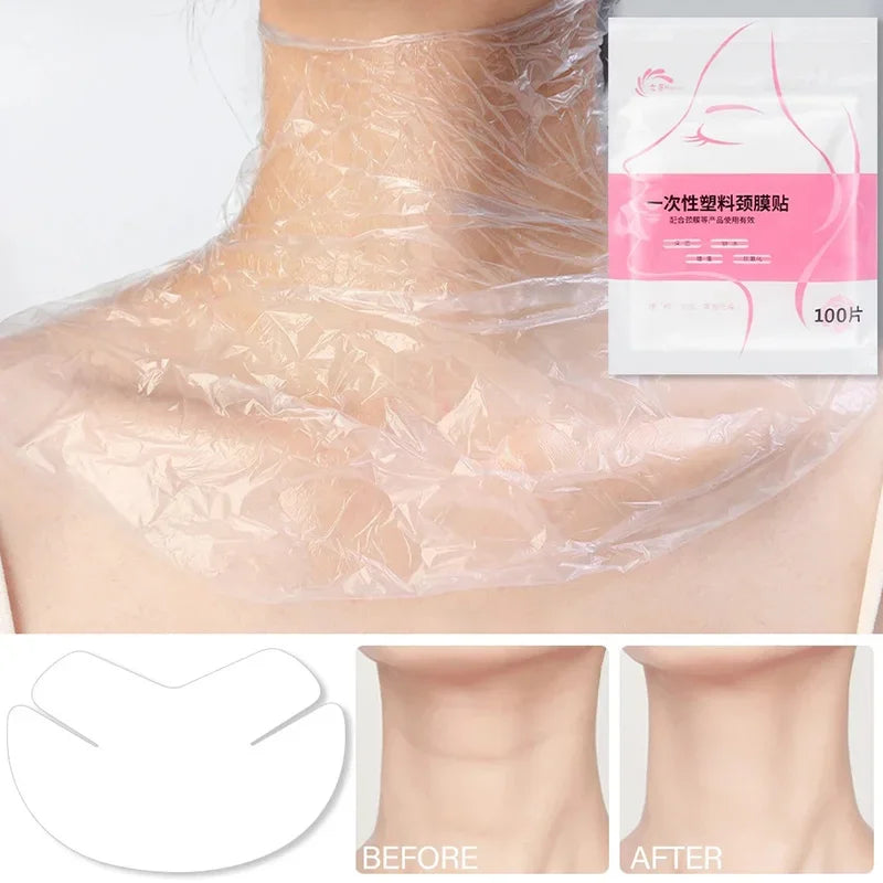 100-500pcs Disposable Stickers Paper Facial Beauty Skin Care Tool Kits Plastic Film Neck Masks Wrap Transparents DIY Neck Mask