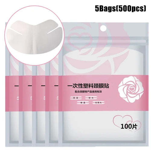 100-500pcs Disposable Stickers Paper Facial Beauty Skin Care Tool Kits Plastic Film Neck Masks Wrap Transparents DIY Neck Mask