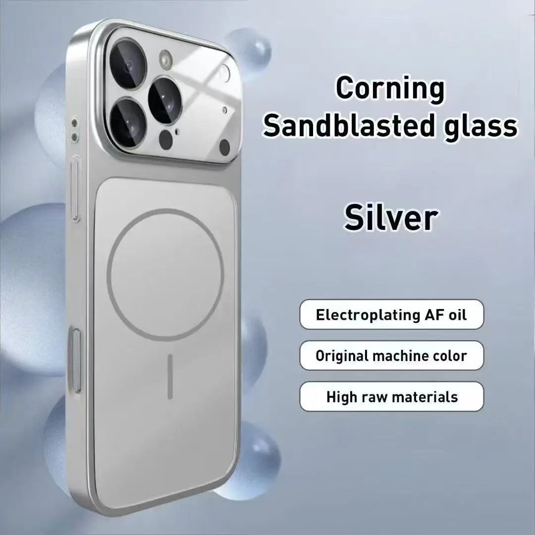 Original AG Nano Frosted Glass For Magsafe Phone Case For iPhone 17Air 16 15 14 13 Pro Max Magnetic Wireless Charge Armor Cover