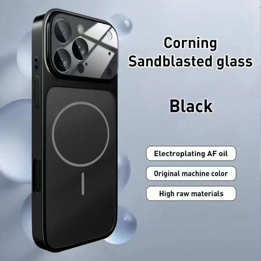 Original AG Nano Frosted Glass For Magsafe Phone Case For iPhone 17Air 16 15 14 13 Pro Max Magnetic Wireless Charge Armor Cover
