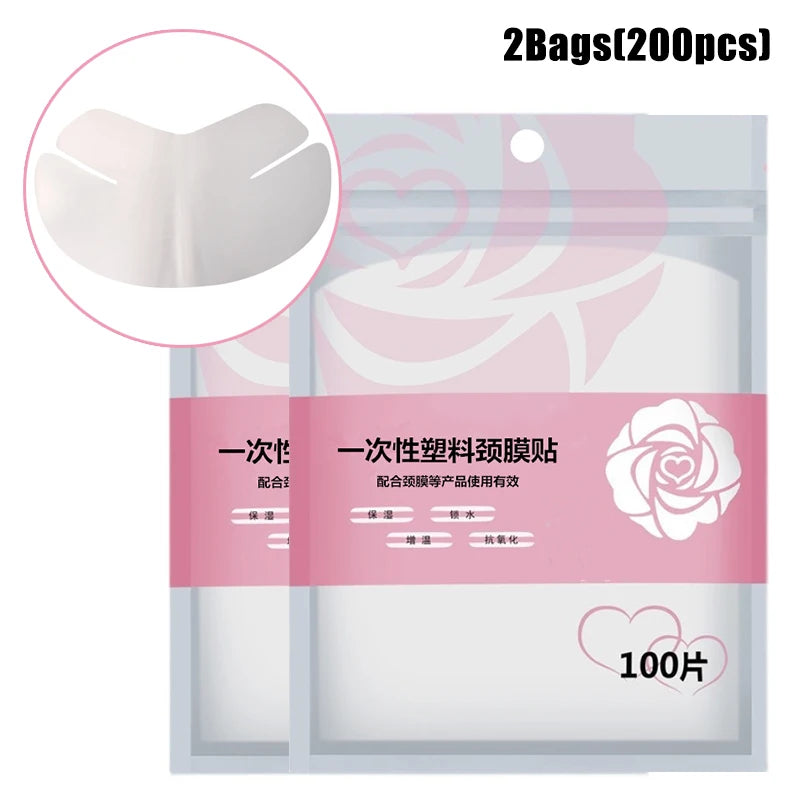 100-500pcs Disposable Stickers Paper Facial Beauty Skin Care Tool Kits Plastic Film Neck Masks Wrap Transparents DIY Neck Mask