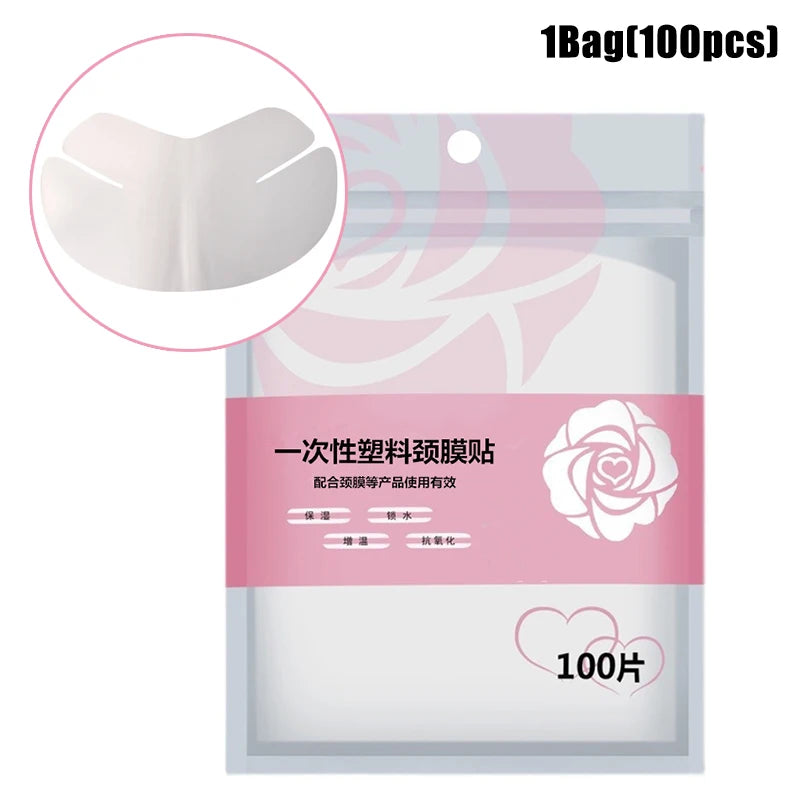 100-500pcs Disposable Stickers Paper Facial Beauty Skin Care Tool Kits Plastic Film Neck Masks Wrap Transparents DIY Neck Mask