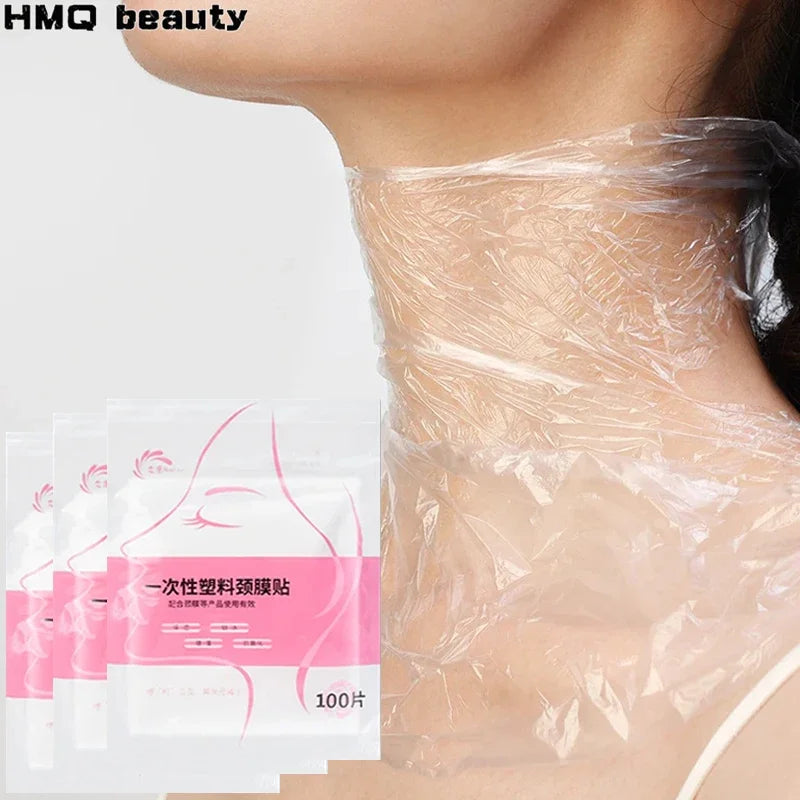 100-500pcs Disposable Stickers Paper Facial Beauty Skin Care Tool Kits Plastic Film Neck Masks Wrap Transparents DIY Neck Mask