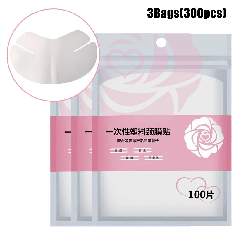 100-500pcs Disposable Stickers Paper Facial Beauty Skin Care Tool Kits Plastic Film Neck Masks Wrap Transparents DIY Neck Mask