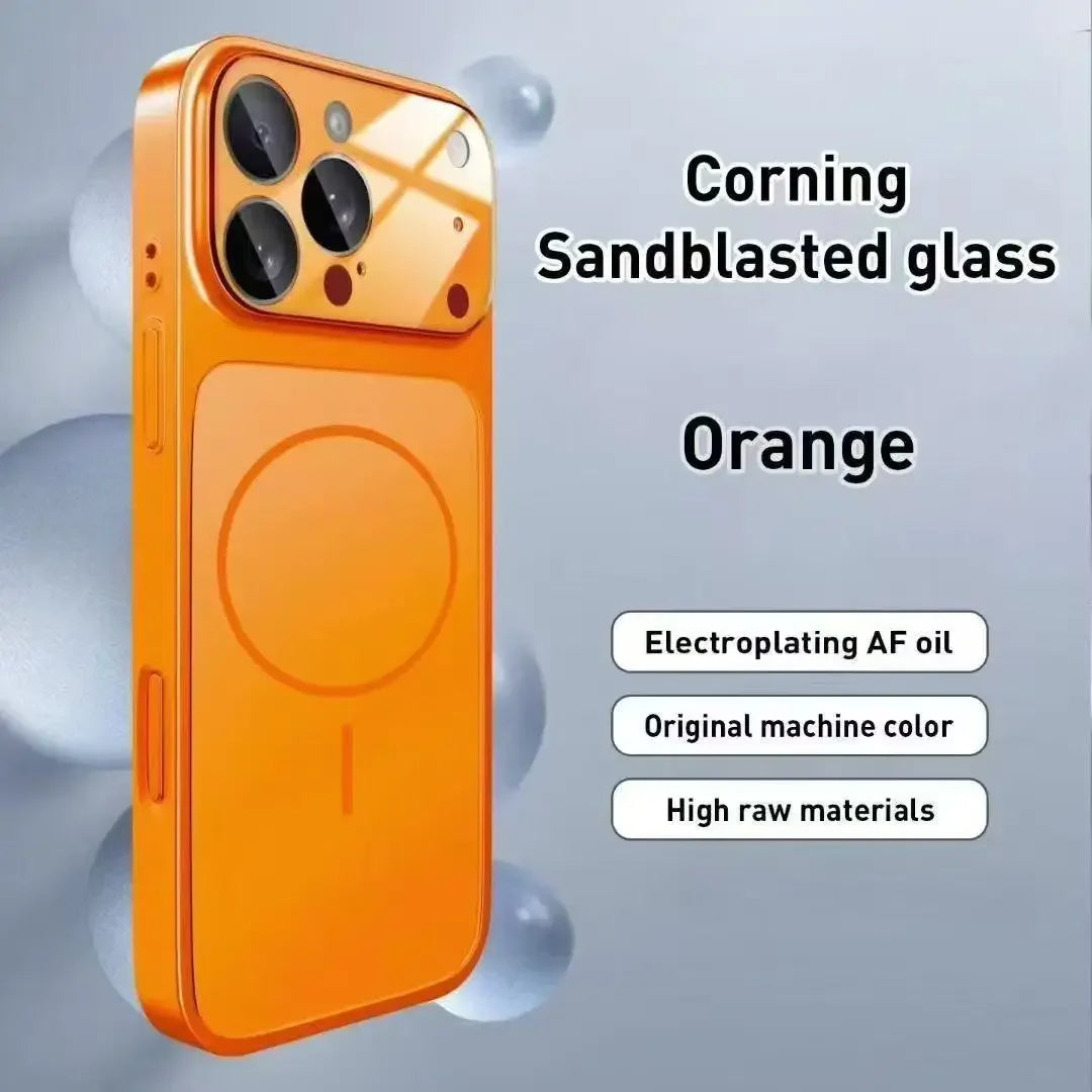 Original AG Nano Frosted Glass For Magsafe Phone Case For iPhone 17Air 16 15 14 13 Pro Max Magnetic Wireless Charge Armor Cover
